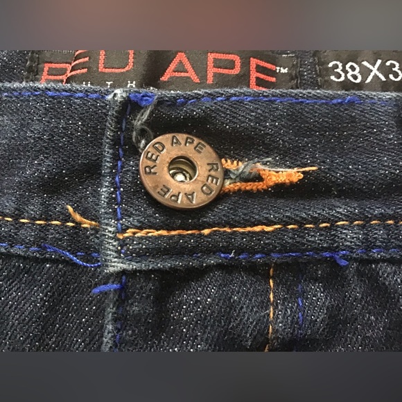 Red Ape Jeans Mens 38X33 Loose Fit Hip Hop Skater Grunge Blue Denim - Picture 9 of 13